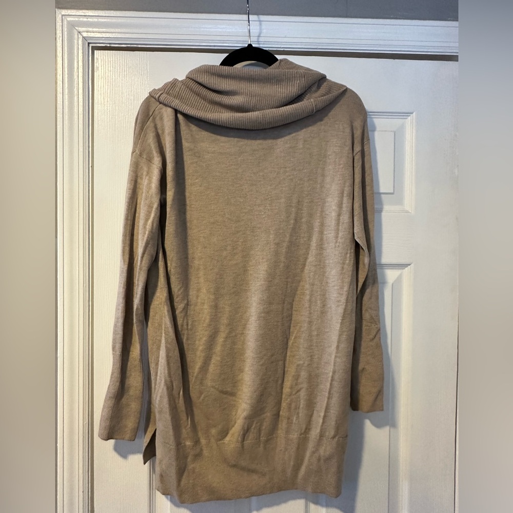 Loft Tan High Low Cowl Neck Sweater Size Medium - Picture 4 of 4